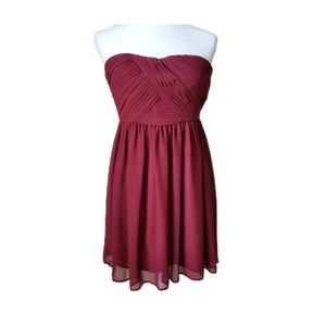 Forever 21 Strapless Pleated Mini Dress Burgundy Maroon Size Small NWT